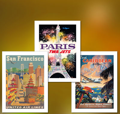 vintage style travel prints