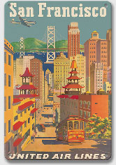 United Airlines San Francisco City View - Metal Sign Art