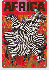 Africa - Zebra Safari - c. 1960's - Metal Sign Art