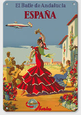 España (Spain) -  El Baile de Andalucia (The Dance of Andalucia) - Iberia Air Lines - Flamenco Dancers - Metal Sign Art
