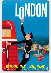 London - Double Decker Buses, Bovril and Schweppe - Pan American World Airways - Metal Sign Art