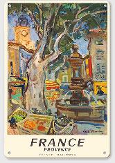 Provence, France - French National Railways - Market in Aix-en-Provence - Metal Sign Art
