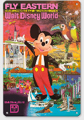 Walt Disney World - Fly Eastern Airlines - Orlando, Florida - c. 1980 - Metal Sign Art