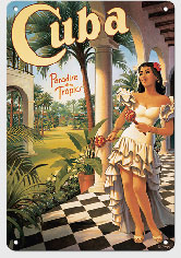 Cuba - Paradise of the Tropics - Cuban Girl with Maracas (Rumba Shakers) - Metal Sign Art